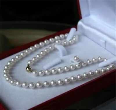 Natural White Freshwater Cultured Pearl Necklace Earrings Set 14-50'' AAA • $13.29