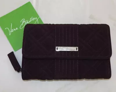 VERA BRADLEY Gallery Wallet Large Trifold Wine Burgandy Microfiber - Excellent • $34.95