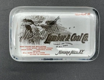 $19.99 • Buy Niagara Falls Lumber & Coal Glass Advertising Paperweight