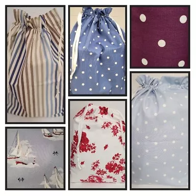100 % Drawstring Laundry Bag Cotton - Many Designs. Made In England • £11.99