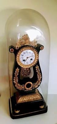 £450 • Buy Victorian Gilt And Ebonised Lyre Shaped Mantel Clock - Howell James & Co
