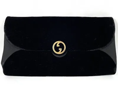 Vintage Gucci Clutch Bag Marmont Interlocking  Shoulder Velvet Navy Second Bag • $249