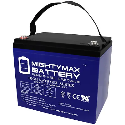 Mighty Max 12V 75AH GEL Battery Replaces BCI Group 24M Starting Marine & RV • $169.99