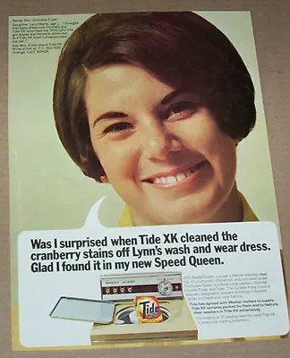 1970 Print Ad Pg - TIDE Laundry Soap Speed Queen Washer CONCETTA ECKEL Orange CA • $7.99