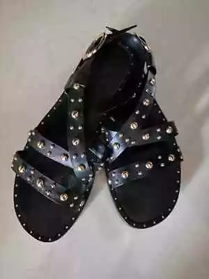 Zara / Womens Size 8 / Leather / Black / Sandals / Gold Stud Details • $4.99