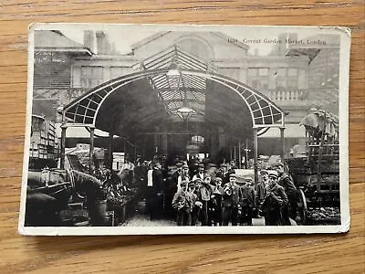 “Covent Garden Market - London” 1912 Photo Postcard. A Horse Eating! Look! • £4