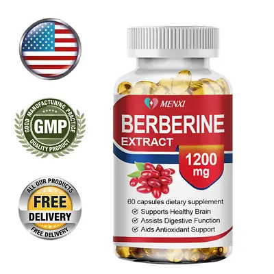 1200MG Premium Berberine HCL 60 Count Healthy Cholesterol Anti-inflammatory • $11.29