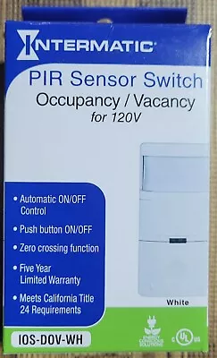 Intermatic PIR Occupancy Sensor Switch For 120V White New • $12.99