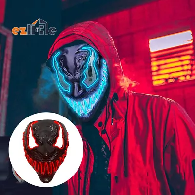 Halloween Mask LED Light Up Mask Neon Mask Halloween Costume Scary Cosplay Party • $13.95