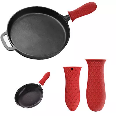 2Pcs Silicone Pot Holder Cast Iron Hot Skillet Handle Cover Potholder Pan Sleeve • £7.98