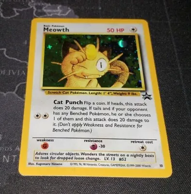 Pokémon TCG Meowth #10 Black Star Promo 10 Holo Wizards 1999-2000 • $9.99