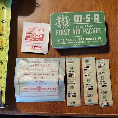 Msa Mine Safety First Aid Packet Bandage Metal Tin Rare Old Vintage • $35.99