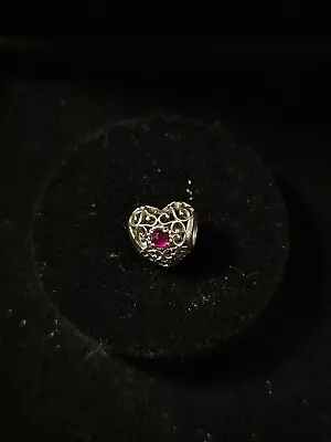 Genuine Pandora July Ruby Red Signature Heart Birthstone Charm ALE 925  • £5