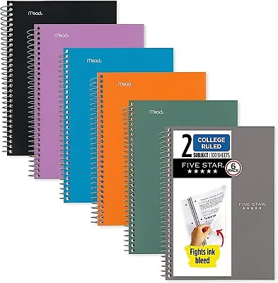 Five Star Small Spiral Notebooks 6 Pack 2 Subject College Ruled Paper • $115.99
