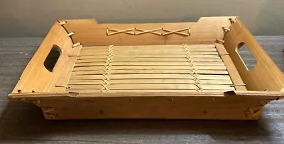 VINTAGE BAMBOO TRAY- Handmade Home Decor Item- 11 3/4  L • $6.99