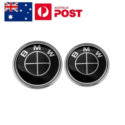 $19.95 • Buy All Black Front Hood 82mm & Rear Trunk 74mm Badge Emblem Logo For BMW SERIES