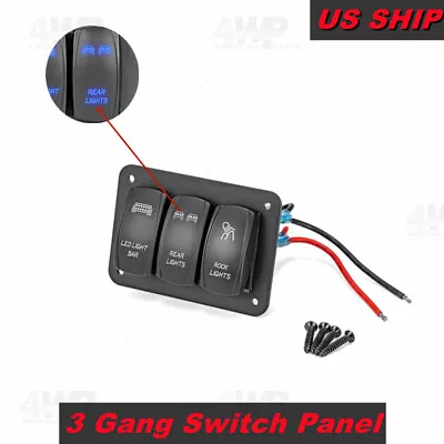 3 Gang 12V Switch Panel On/off Blue LED Light For Marine RV Boat Car ATV UTV • $14