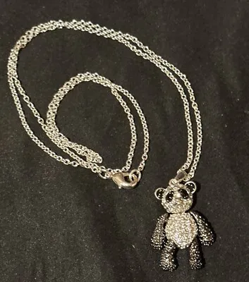 Womens Necklace.  White Metal.   Panda Pendant  New. • £30