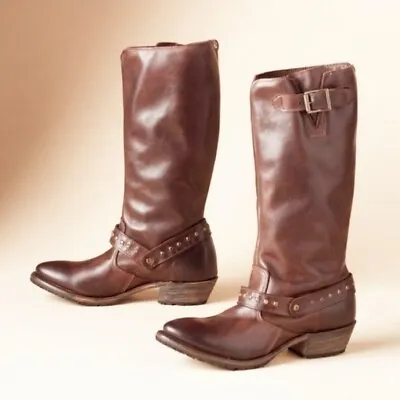 Vintage Shoe Company Holly Pull-on Brown Leather Equestrian Western Riding Boot • $124.99