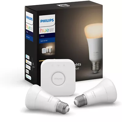 Philips Hue Starter Kit W/Bridge/2x E27 9W LED Light Bulb Bluetooth/App Warm WHT • $159.95