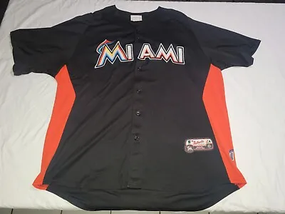 Authentic Majestic Miami Marlins MLB Baseball Black CoolBase Jersey  Men XL • $40