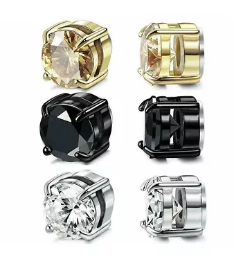 Magnetic Stud Earrings 6/ 8MM For Women Men Non-Piercing- Pair Stainless Steel • $4.50