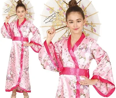 Childs Girls Kimono Fancy Dress Costume Japanese Geisha Girl Oriental Outfit Fg • £13.99