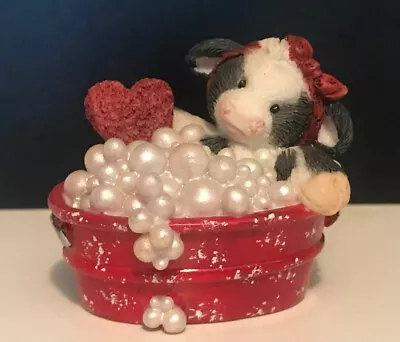 Enesco Mary's Moo Moos Cow Figurine  Bubbling Over With Love  Mary Rhyner 1994 • $7.50