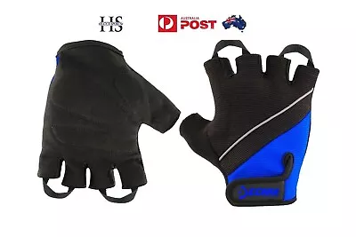 Cycling Gloves Anti-slip Pad Shockproof Breathable Half Finger Blue Grip Gloves • $15.99