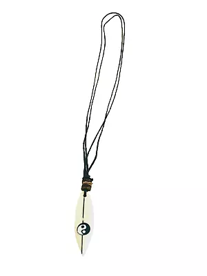 Yin & Yang Surf Board  Charm Pendant Choker Necklace With Black Cord • $5.95