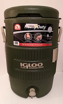 Igloo 5 Gallon Cooler Army Green Spigot No Cup Dispenser Made In USA • $35