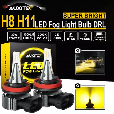 AUXITO H11 H8 LED Bright Foglight Bulb Golden Yellow Fog Lamp Beam 4000LM 3000K • $38.99