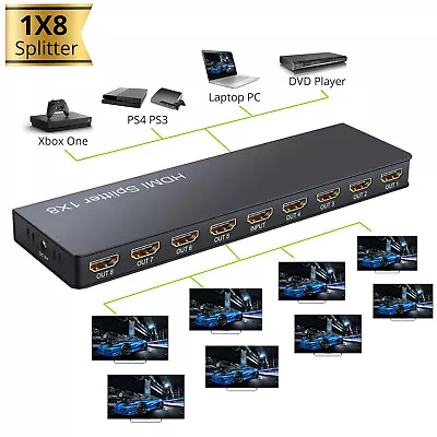 1 In 8 Out HDMI Splitter Switch 8 Port HDMI Box Hub For PS3 Xbox HD 4K 3D 1080P • $36.59