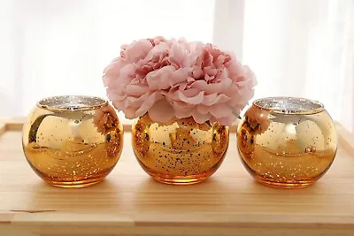 3Set Bling Vase Round Golden Vase Table Vase Party Vase Wedding Vase Centerpiece • $21.90