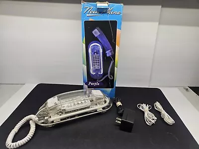 Vintage 90'S Modern Clear Neon Purple Light Up Telephone  • $44.99