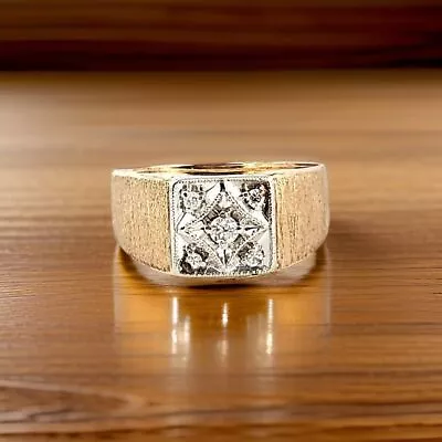 Vintage Estate Men's 14k Yellow Gold Natural Diamond Ring Size 11.25 #7903 • $299.99