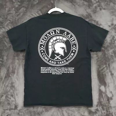 Molon Labe Black Cotton Crewneck Definition Come And Take It Medium T Shirt • $6.99