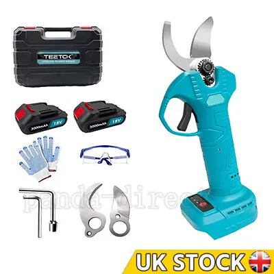 TEETOK Brushless Electric Secateurs 18V Secateurs Garden Tool + Battery Blue UK • £59.13