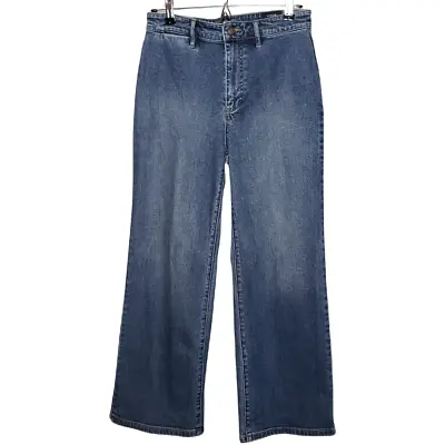 Vince.  Sz 28 High Waist Wide Leg Crop Trouser Medium Wash Jeans (1130) • $55