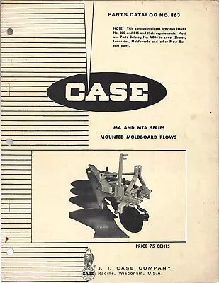 Case MA & MTA Series Mounted Moldboard Plows Parts Catalog • $12