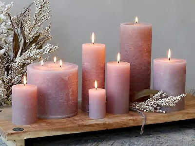 Taupe Pink Coloured Pillar Candles Rustic Church Chunky Candle 9 Sizes • £2.50