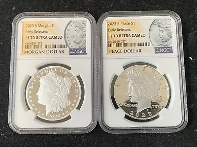 2023 S MORGAN & PEACE Silver Dollar NGC PF70 EARLY RELEASES ULTRA CAMEO Set • $249.99