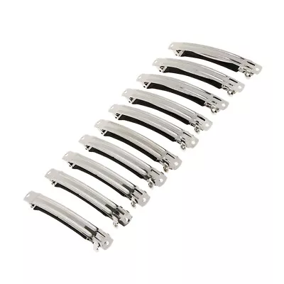 10 Pieces DIY Hair Clips Silver Blank French Barrette Metal Spring Clip 10cm • £6.54