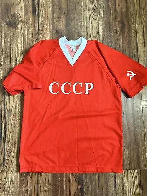 Vintage Soviet Men’s CCCP Russian Soccer Jersey Size 46 Large? Red Hammer Sickle • $65