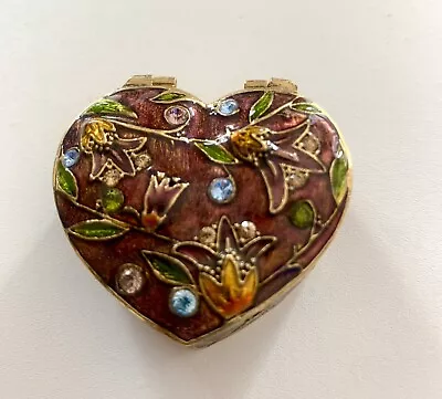 Monet Jeweled Enameled Heart Shape Trinket Box Hinged Magnetic Lid • $16.99