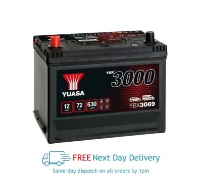 Yuasa YBX3069 SMF Battery 630 CCA 72Ah 3 Year Warranty • £89.50