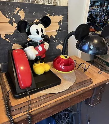 Disney MICKEY MOUSE ATT PHONE With Matching Desk Lamp / Rotating Base Vintage • $85