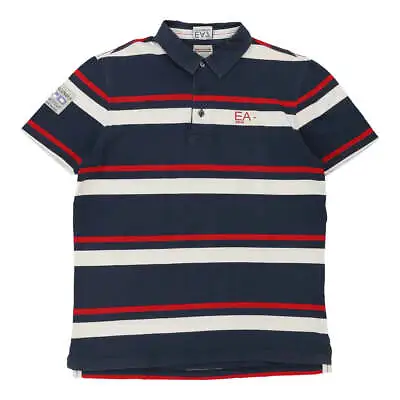 Ea7 Striped Polo Shirt - XL Navy Cotton • £31.49
