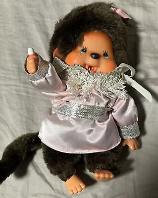 Vintage 1974 Mattel 7” Monchhichi Thumb Sucking Girl Doll In Pink Dress • $10.50
