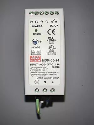 Mean Well MDR-60-24 AC To DC DIN-Rail Power Supply 24 Volt 2.5 Amp 60 Watt • $17